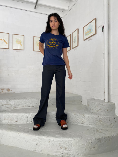 Navy 70s Chiro Ringer TShirt