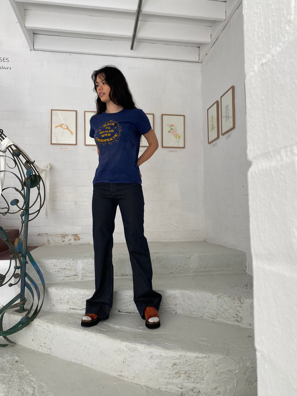 Navy 70s Chiro Ringer TShirt