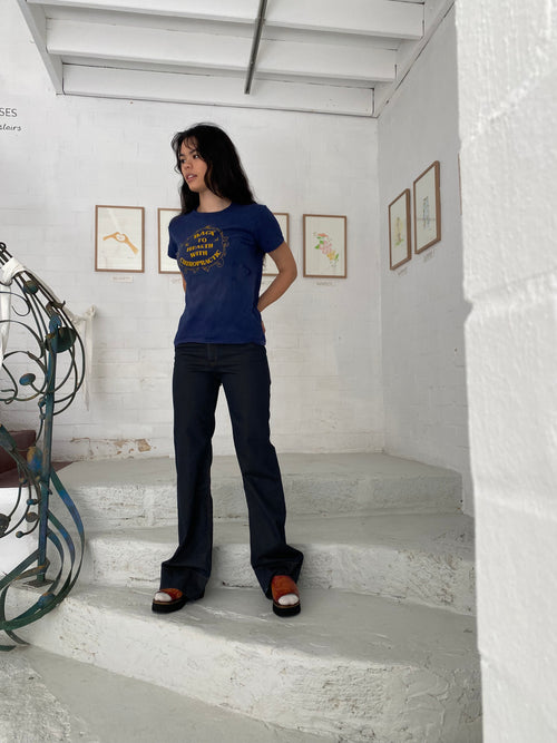 Navy 70s Chiro Ringer TShirt