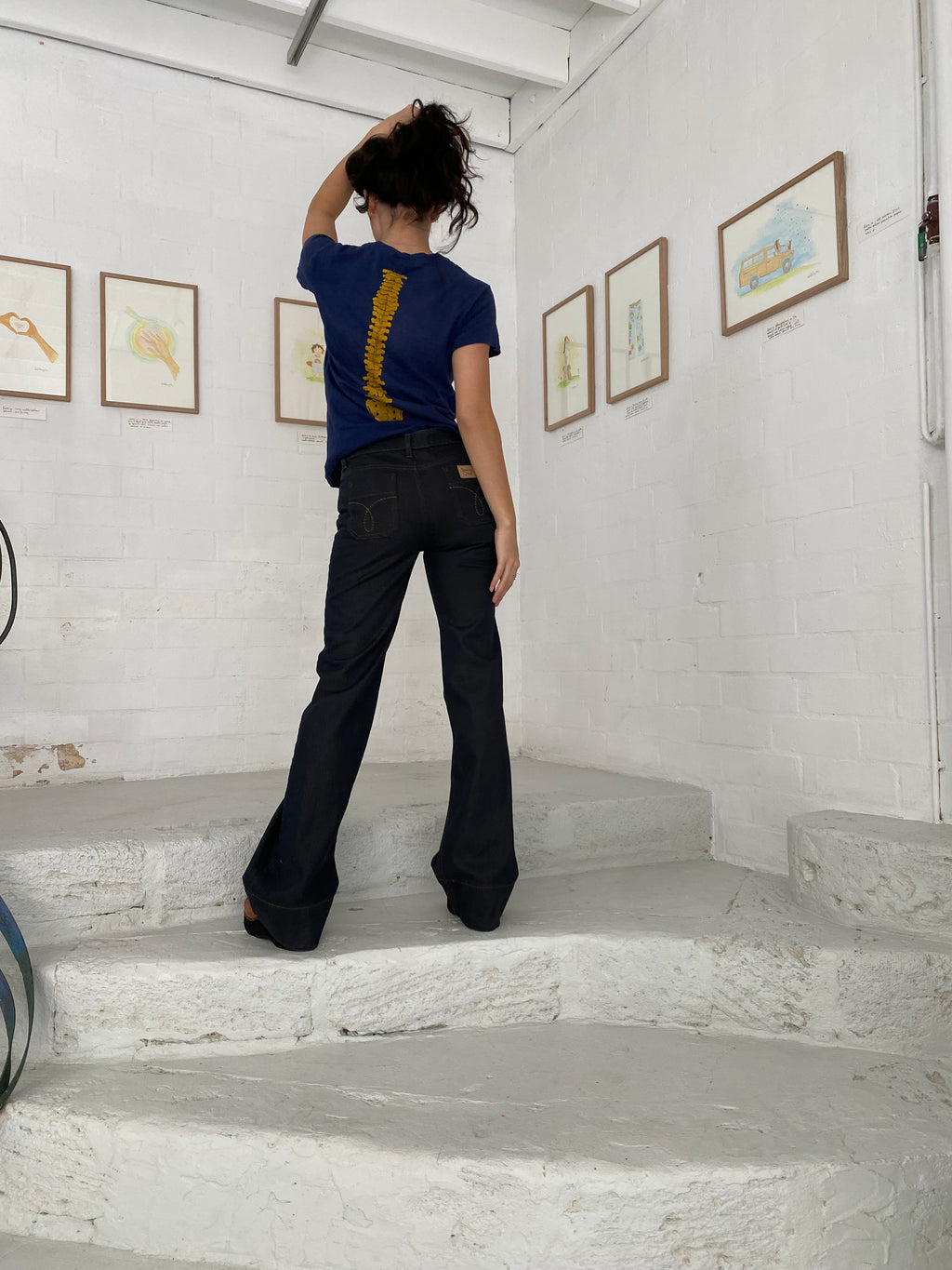 Navy 70s Chiro Ringer TShirt